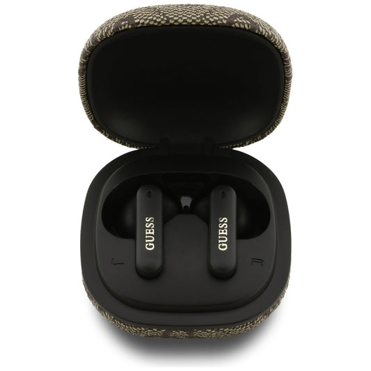 Handsfree Bluetooth Guess 4G Classic Metal Logo, TWS, Καφέ