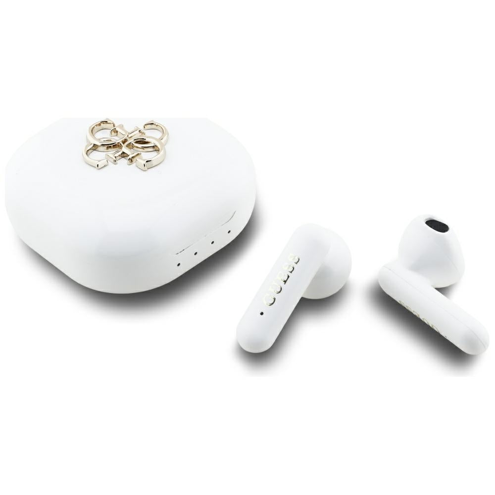 Handsfree Bluetooth Guess 4G Metal Logo, TWS, Λευκό