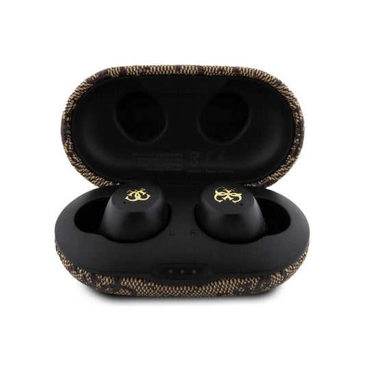 Handsfree Bluetooth Guess 4G Metal, TWS, Καφέ