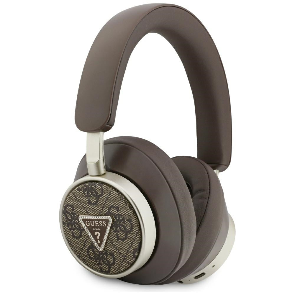 Handsfree Bluetooth Guess 4G Gold Triangle Logo, A2DP, Καφέ
