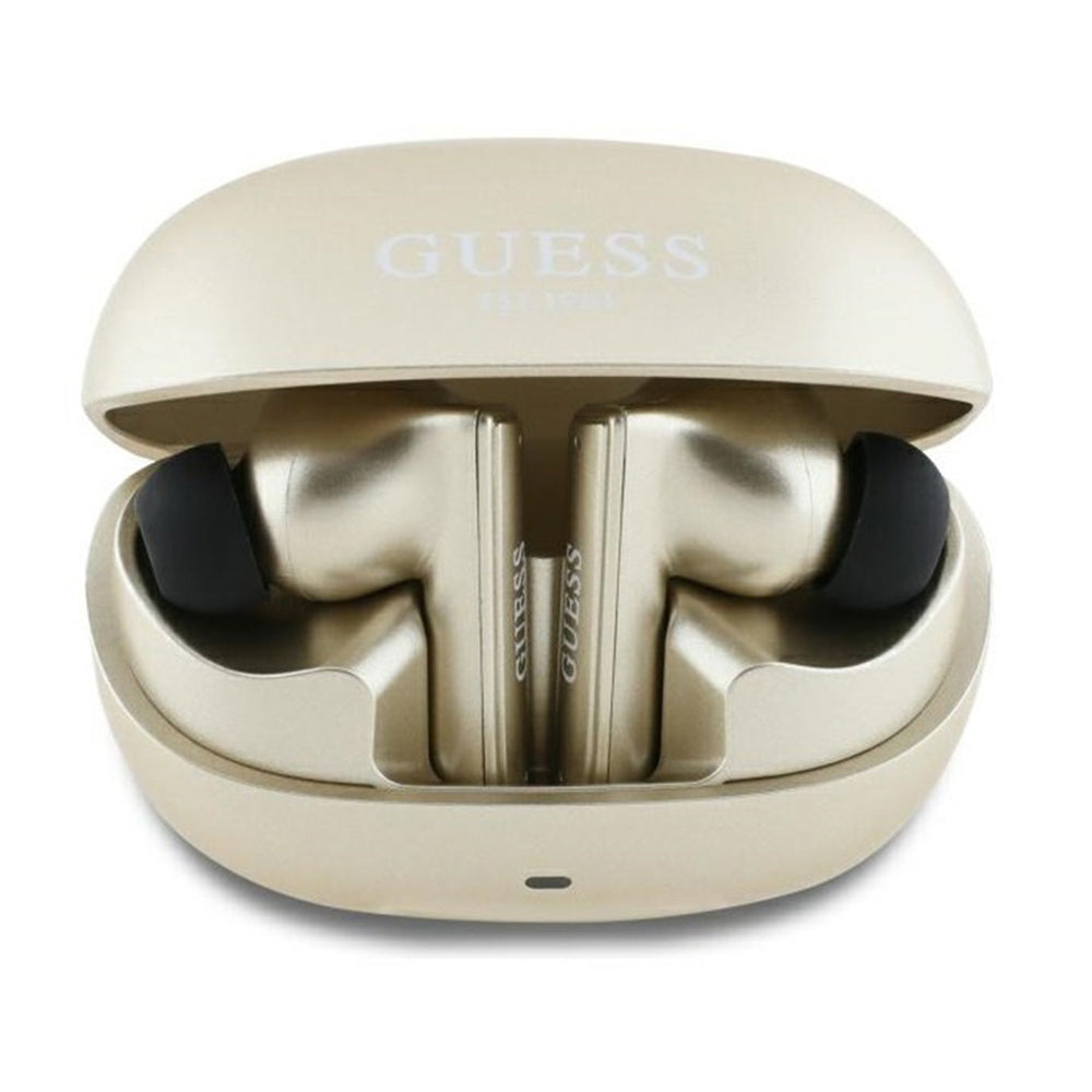 Handsfree Bluetooth Guess Capsule με Εκτυπωμένο Λογότυπο, TWS, ANC, Χρυσό