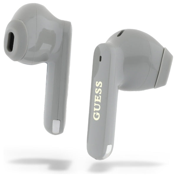Handsfree Bluetooth Guess Elongated Metallic Printed Logo, TWS, Γκρι