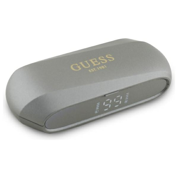 Handsfree Bluetooth Guess Elongated Metallic Printed Logo, TWS, Γκρι