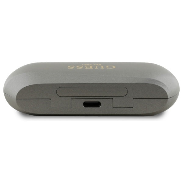 Handsfree Bluetooth Guess Elongated Metallic Printed Logo, TWS, Γκρι