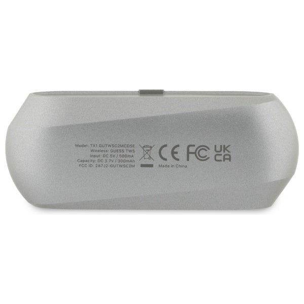 Handsfree Bluetooth Guess Elongated Metallic Printed Logo, TWS, Γκρι