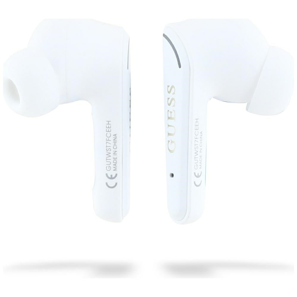 Handsfree Bluetooth Guess Flat Classic Logo Electroplated, TWS, Λευκό