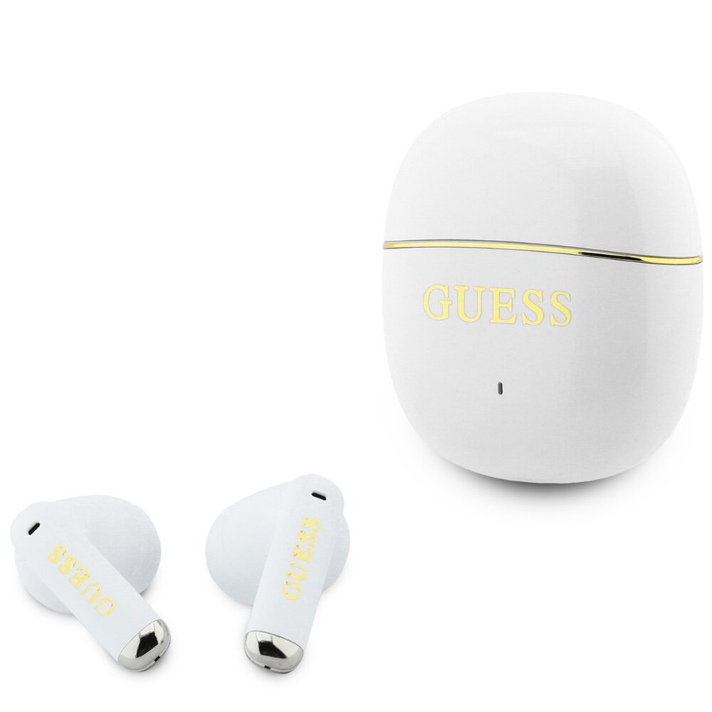 Handsfree Bluetooth Guess Glossy Gold Line Classic, TWS, Λευκό