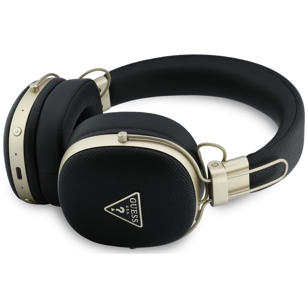 Handsfree Bluetooth Guess με ανάγλυφο τρίγωνο λογότυπο, A2DP, Μαύρο