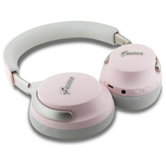 Handsfree Bluetooth Guess Metal Script Logo, A2DP, ANC, Ροζ