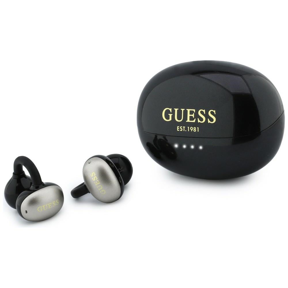 Ασύρματα ακουστικά Bluetooth Guess με μεταλλικό φινίρισμα, ηλεκτροπλαστικά μέρη, κλασικά, TWS, μαύρα