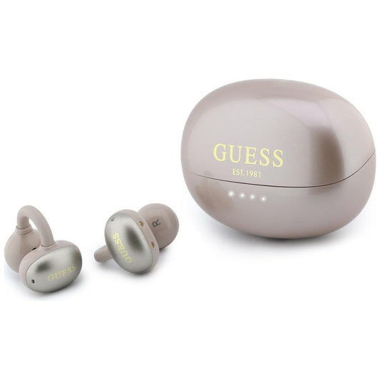 Handsfree Bluetooth Guess Μεταλλικό Φινίρισμα Ηλεκτροπλασμένα Μέρη Κλασικό, TWS, Ροζ