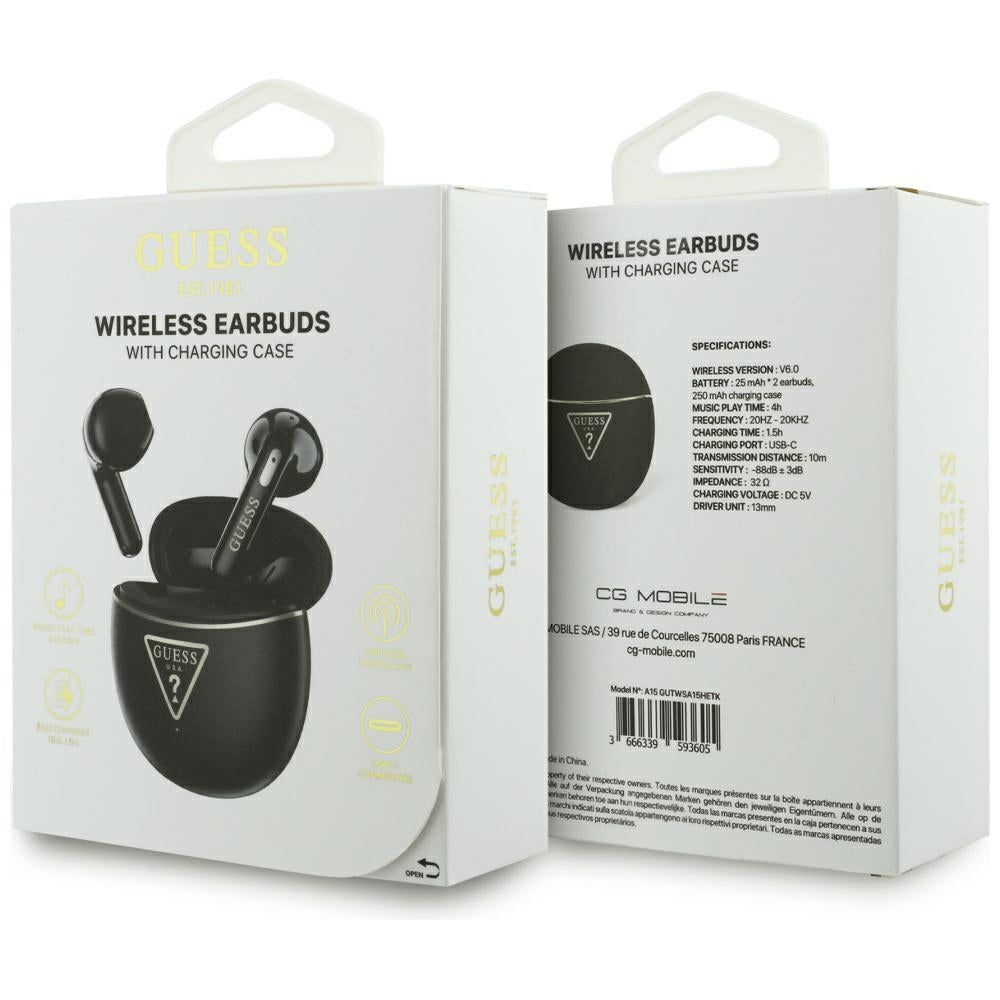 Handsfree Bluetooth Guess Script Print, TWS, Μαύρο