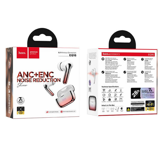 Bluetooth Handsfree Bluetooth HOCO EQ16, TWS, ANC, κόκκινο
