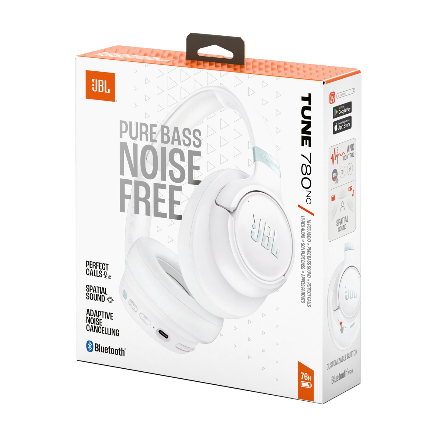Handsfree Bluetooth JBL Tune 780NC, MultiPoint, A2DP, ANC, Λευκό