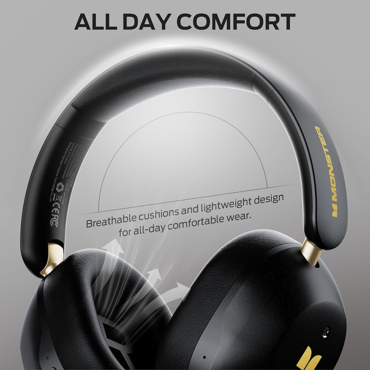 Ασύρματο ακουστικό Bluetooth Monster Persona 6th, MultiPoint, A2DP, ANC, Μαύρο