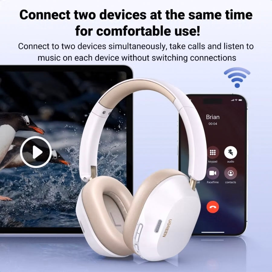 Handsfree Bluetooth UGREEN HP203, A2DP, ANC, Λευκό