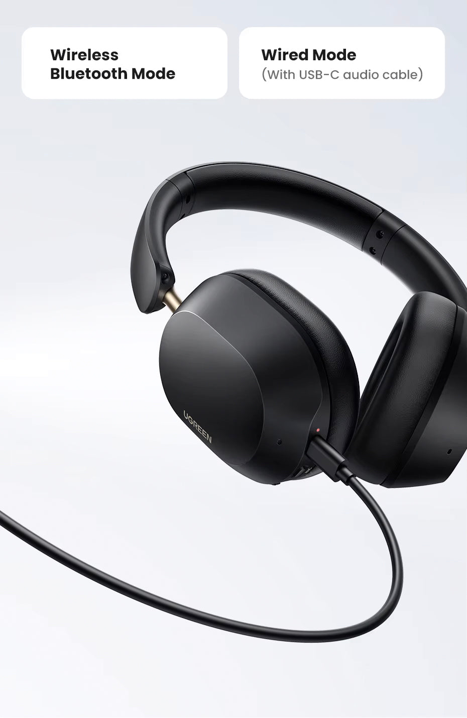 Handsfree Bluetooth UGREEN HiTune Max5C HP203, A2DP, ANC, Μαύρο