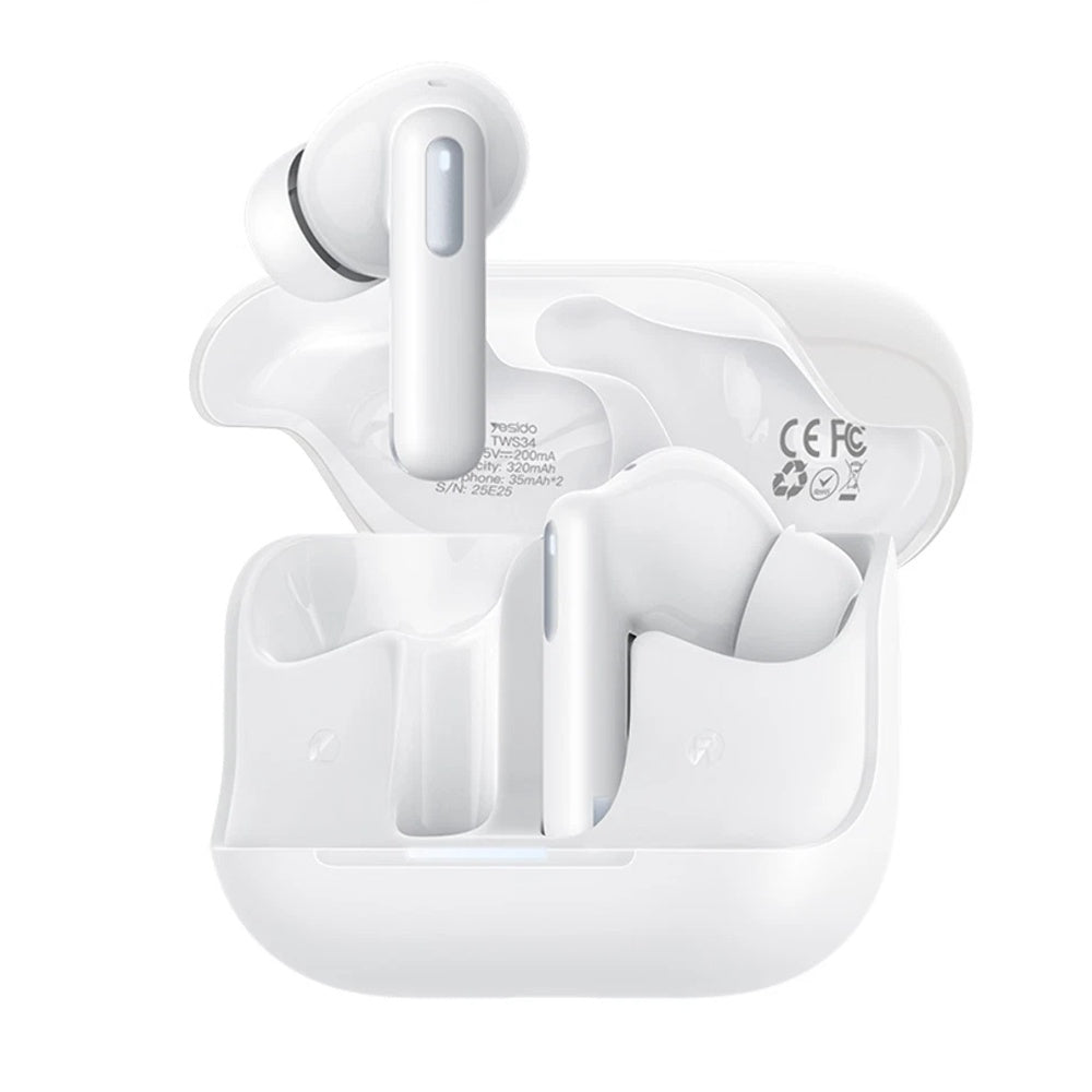 Handsfree Bluetooth Yesido TWS34, TWS, ANC, Λευκό