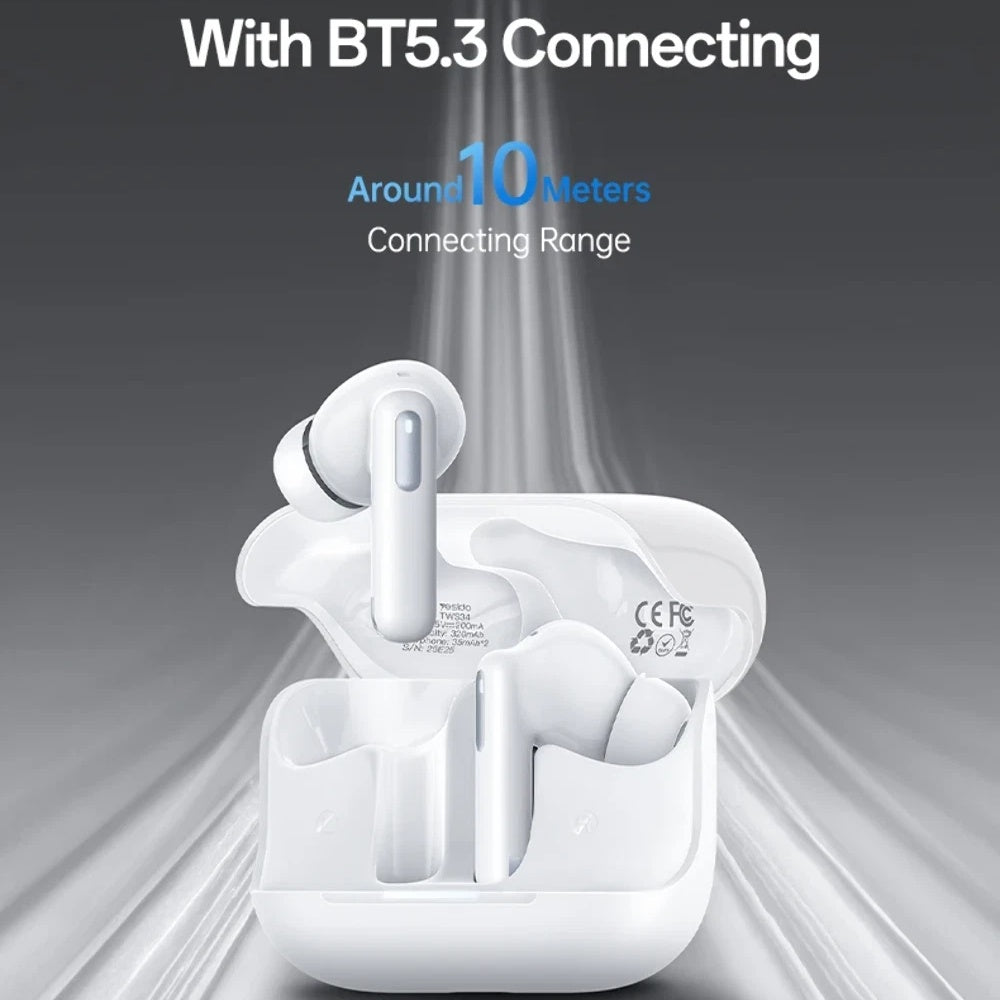 Handsfree Bluetooth Yesido TWS34, TWS, ANC, Λευκό