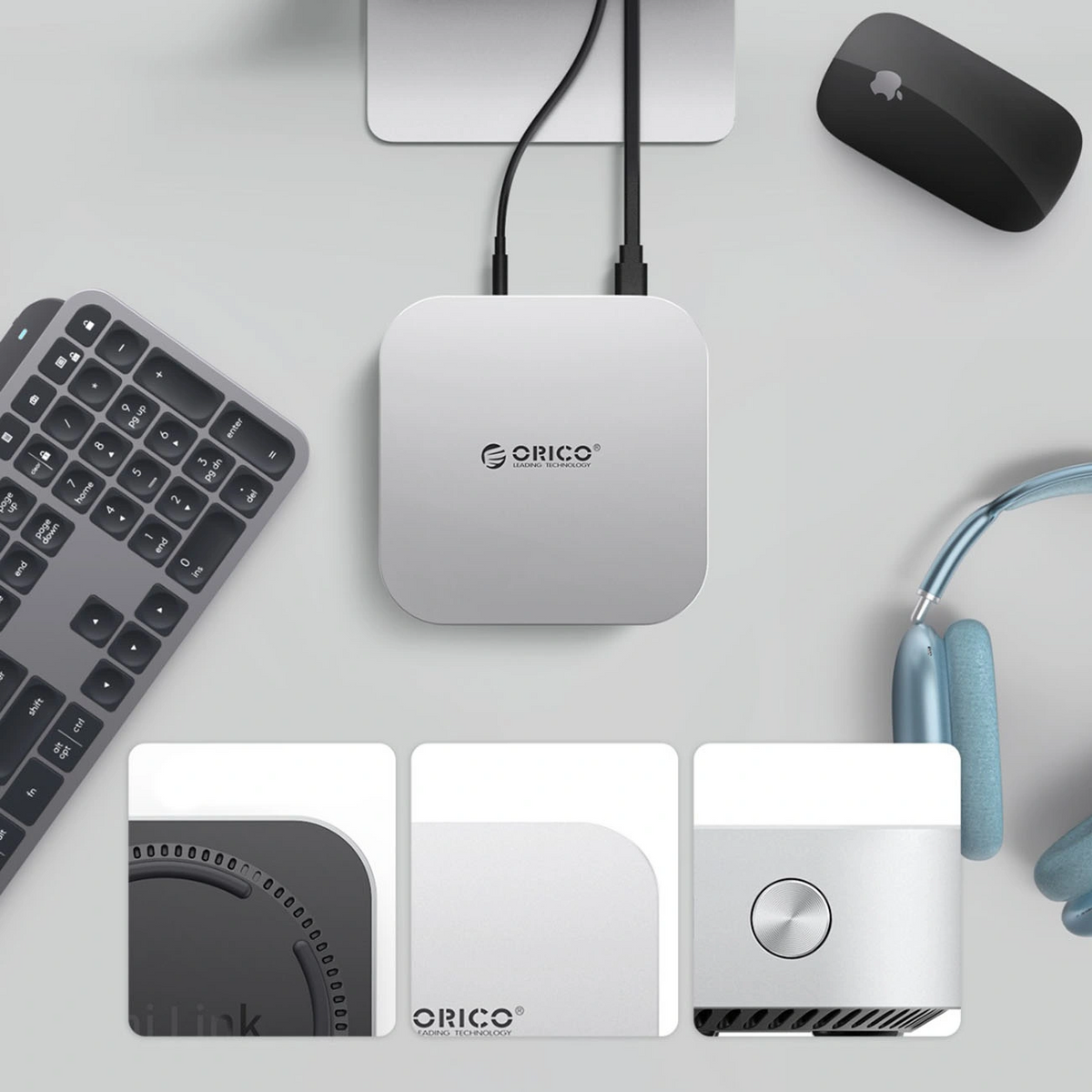 Orico MiniLink M49P Multifunctional Hub for Apple Mac Mini M4 / Mini M4 Pro, 9in1, Silver