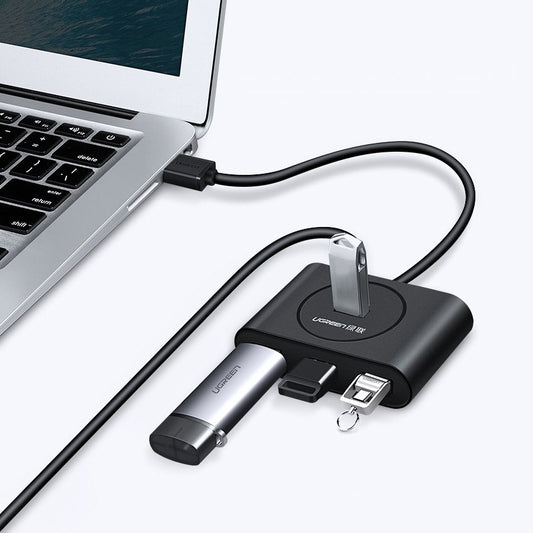 Hub USB UGREEN CR113, 4 x USB-A 3.0, 0.5m, Μαύρο