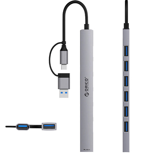 Hub USB / USB-C Orico YSA2-U3, 1 x USB-A 3.0 - 6 x USB-A, Γκρι