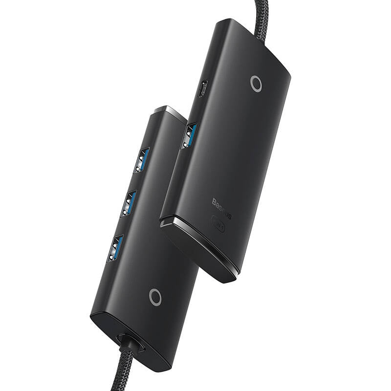 Baseus Lite USB Hub, 4 x USB-A 3.0 - 1 x USB-C, 0,25m, Μαύρο WKQXX030001