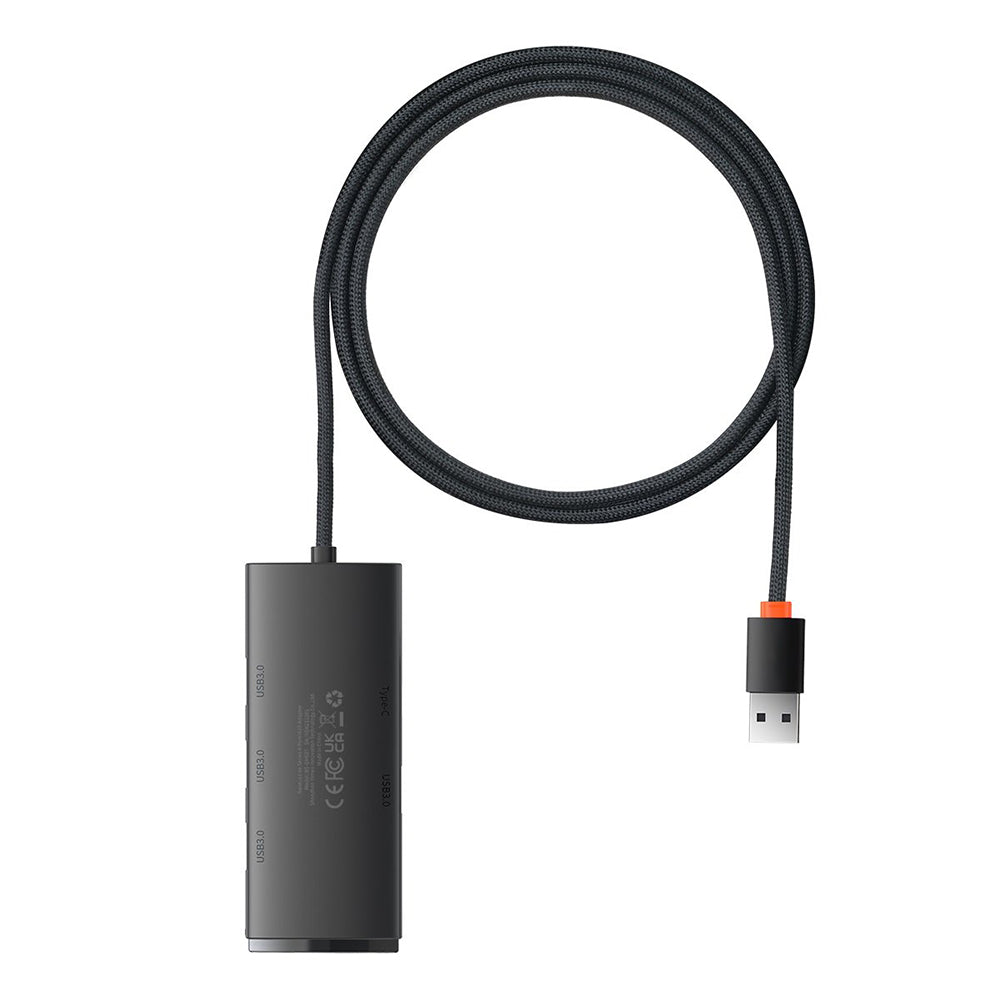 Hub USB Baseus Lite, 4 x USB-A 3.0 - 1 x USB-C, 1m, Μαύρο WKQX030101