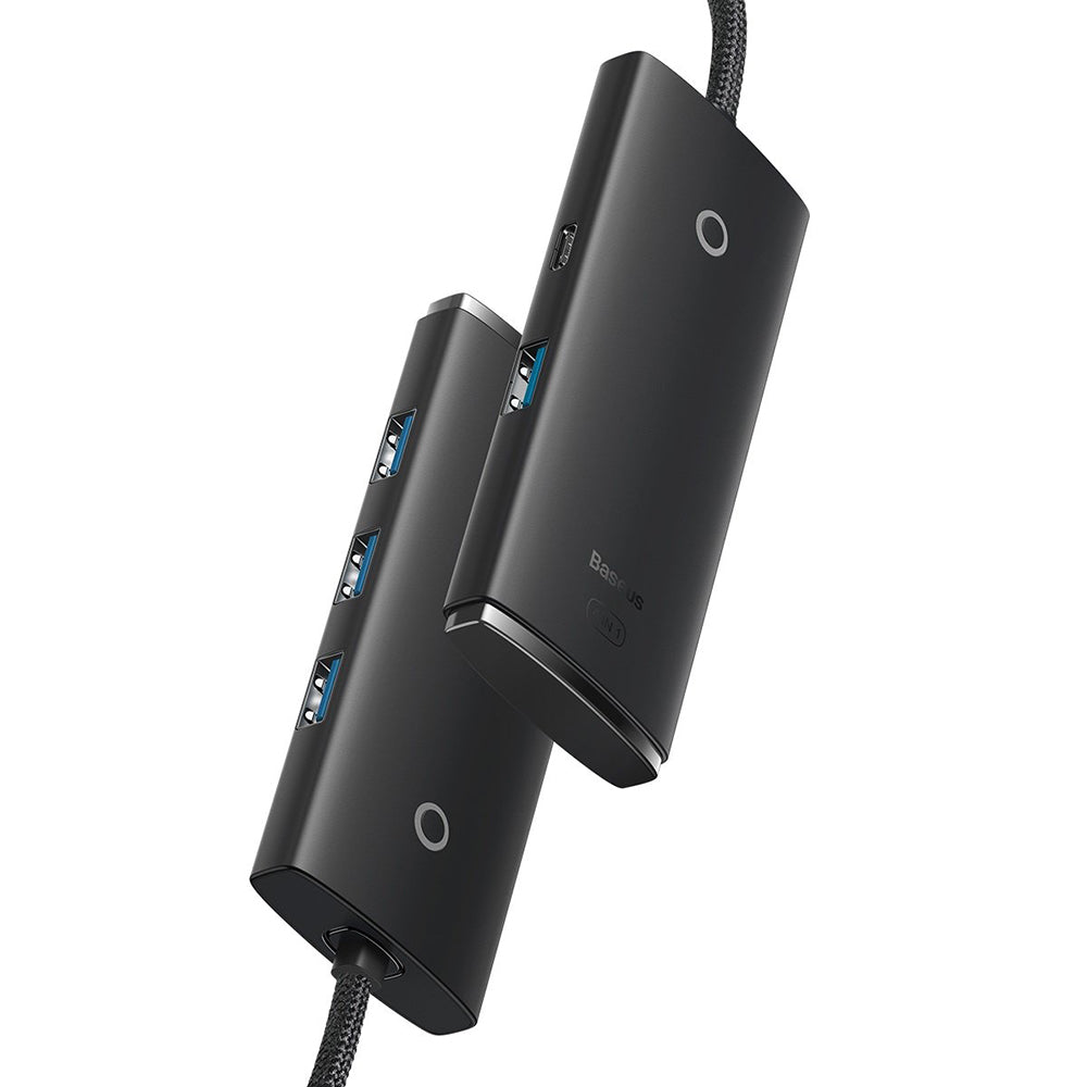 Hub USB Baseus Lite, 4 x USB-A 3.0 - 1 x USB-C, 1m, Μαύρο WKQX030101