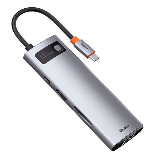Hub USB-C Baseus, 3 x USB-A 3.0 - 1 x USB-C - 1 x HDMI - 1 x RJ45 - 1 x SD - 1 x microSD, Γκρι CAHUB-CV0G