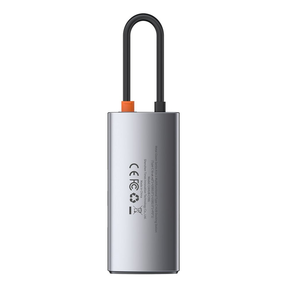 Διανομέας USB-C Baseus Metal Gleam, 2 x USB-A - 1 x USB-C - 1 x HDMI, γκρι CAHUB-CY0G