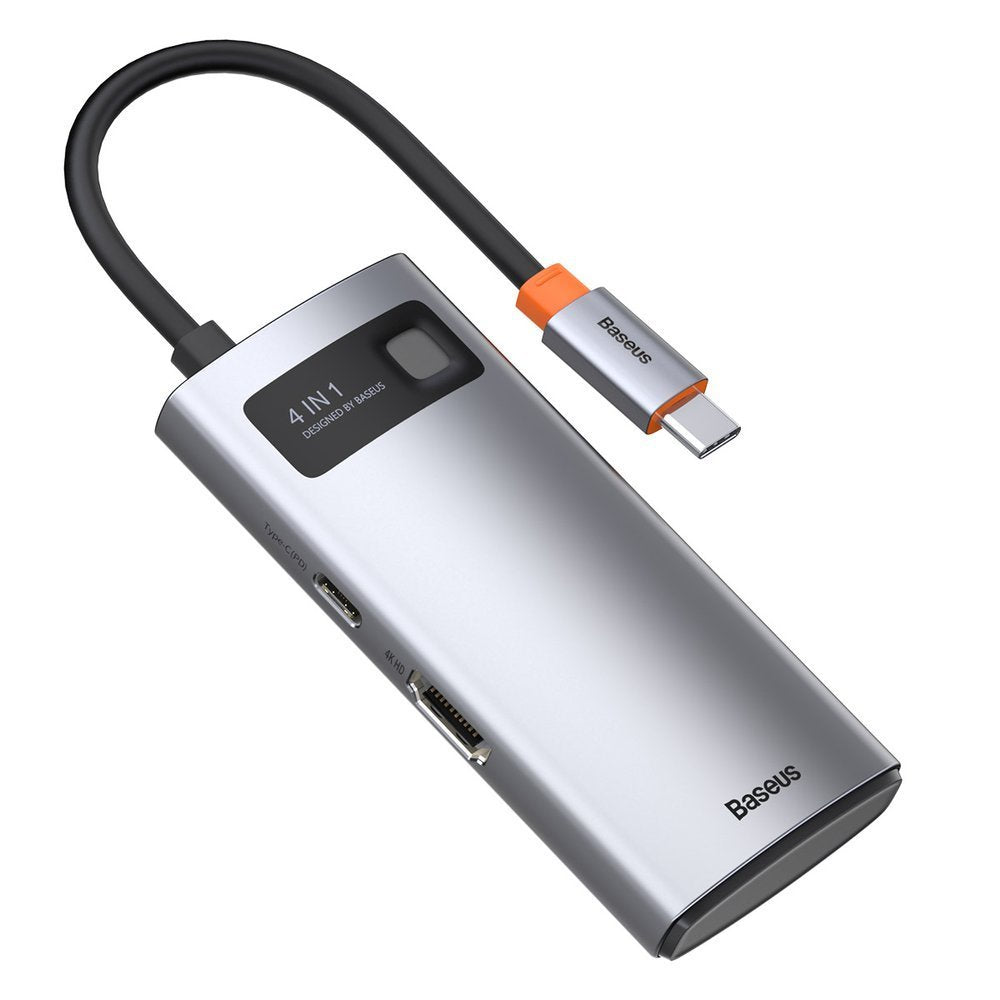 Διανομέας USB-C Baseus Metal Gleam, 2 x USB-A - 1 x USB-C - 1 x HDMI, γκρι CAHUB-CY0G