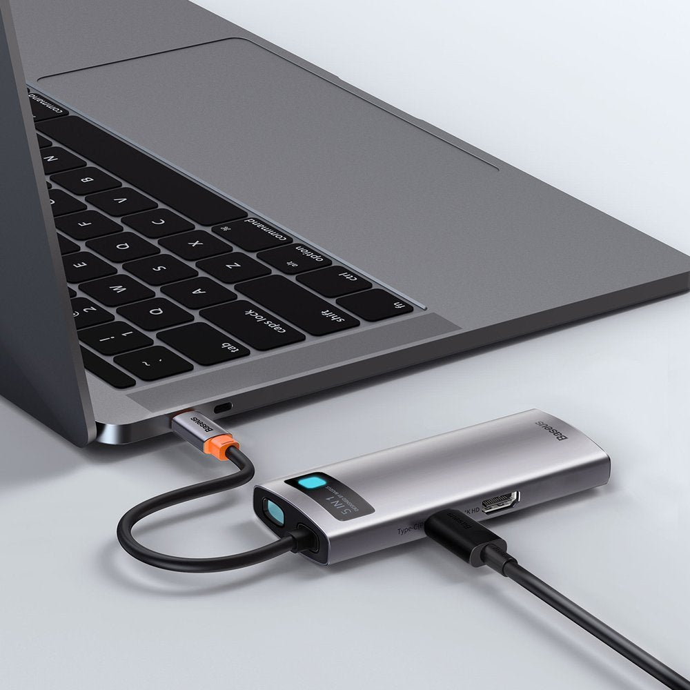 Hub USB-C Baseus Metal Gleam, 3 x USB-A 3.0 - 1 x USB-C - 1 x HDMI, Γκρι CAHUB-CX0G