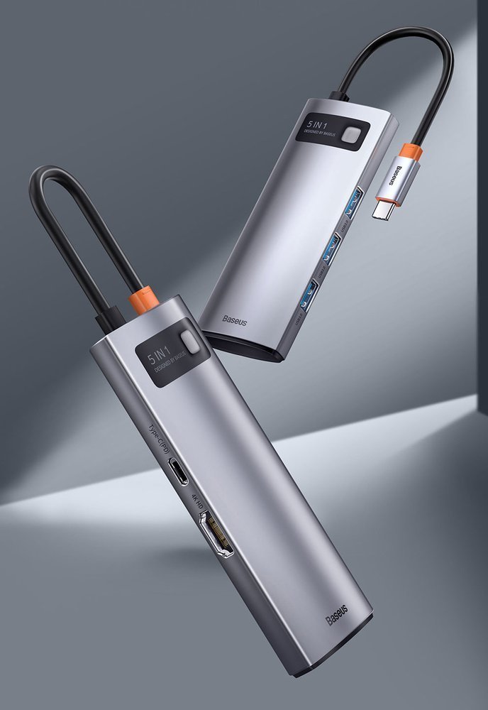 Hub USB-C Baseus Metal Gleam, 3 x USB-A 3.0 - 1 x USB-C - 1 x HDMI, Γκρι CAHUB-CX0G