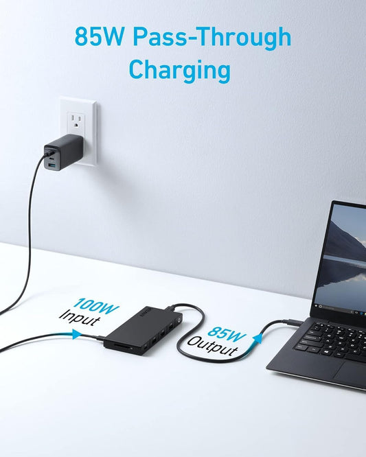 Hub USB-C Anker, 1 x USB-A 3.0 - 2 x USB-A - 3 x USB-C - 2 x HDMI - 1 x RJ45 - 1 x SD, Μαύρο A83A2G11