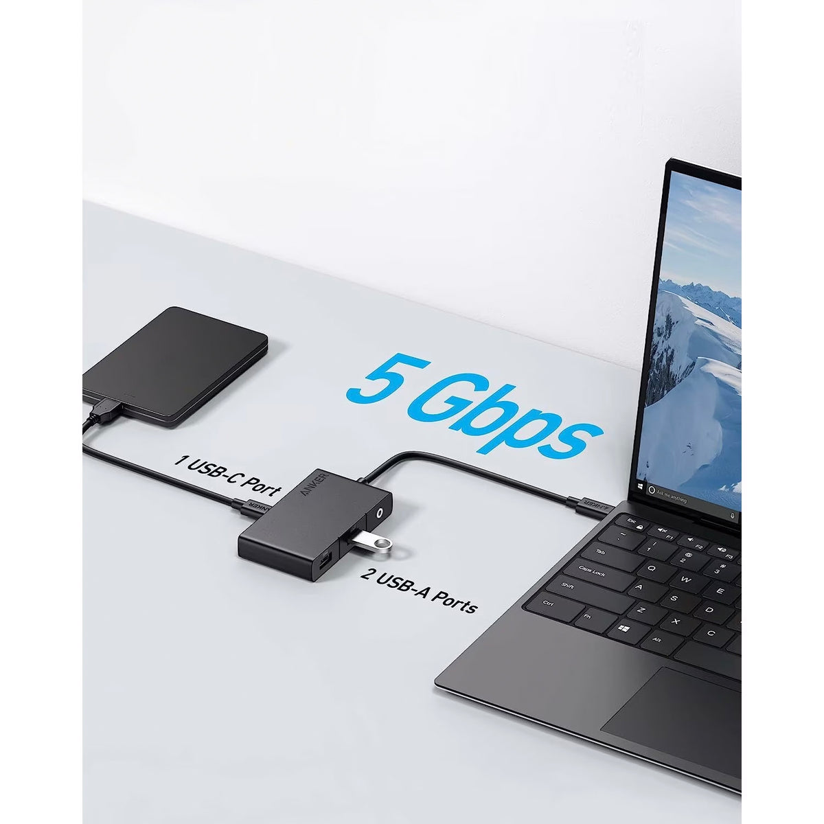 Hub USB-C Anker 332, 2 x USB-A - 2 x USB-C - 1 x HDMI, Μαύρο A8356G11