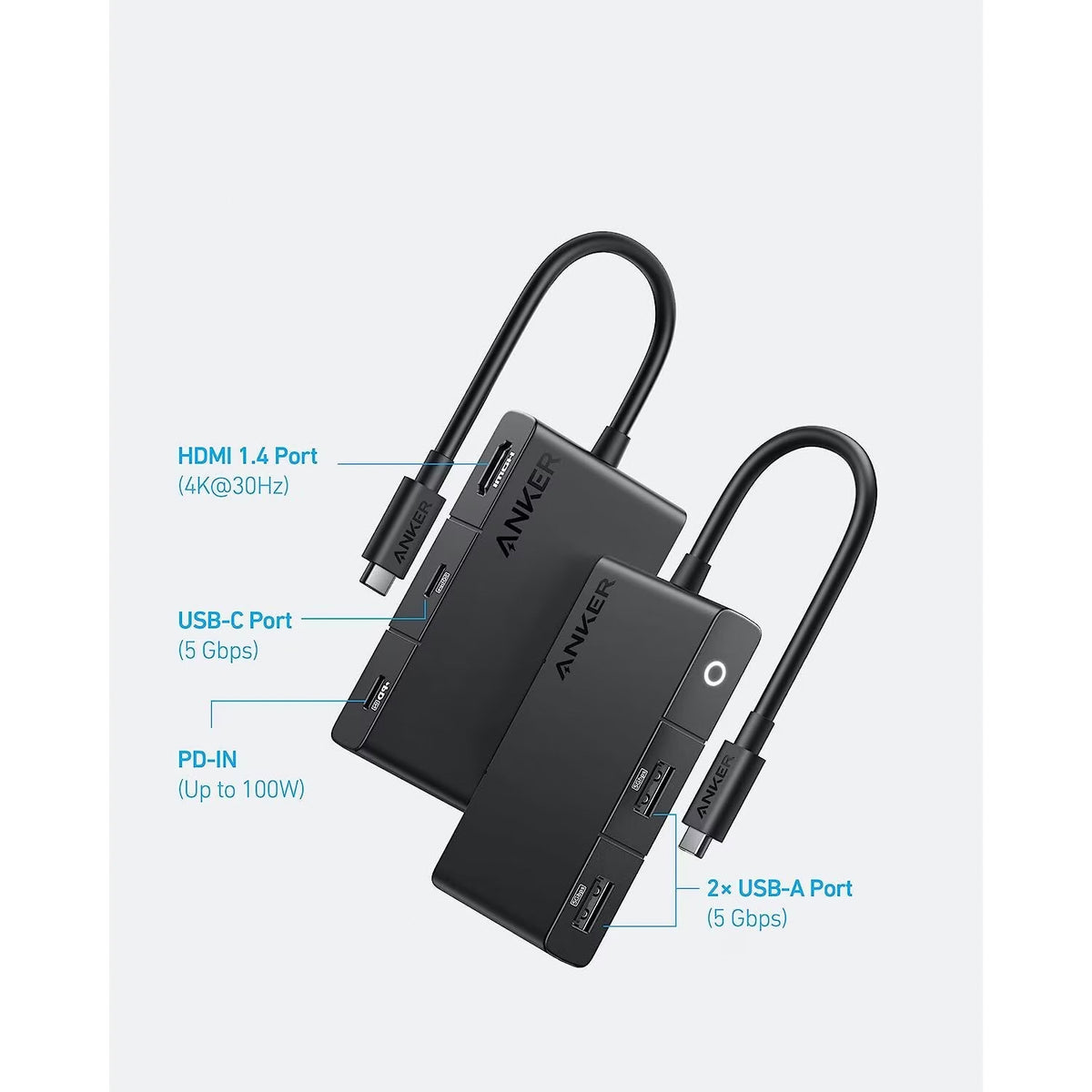Hub USB-C Anker 332, 2 x USB-A - 2 x USB-C - 1 x HDMI, Μαύρο A8356G11