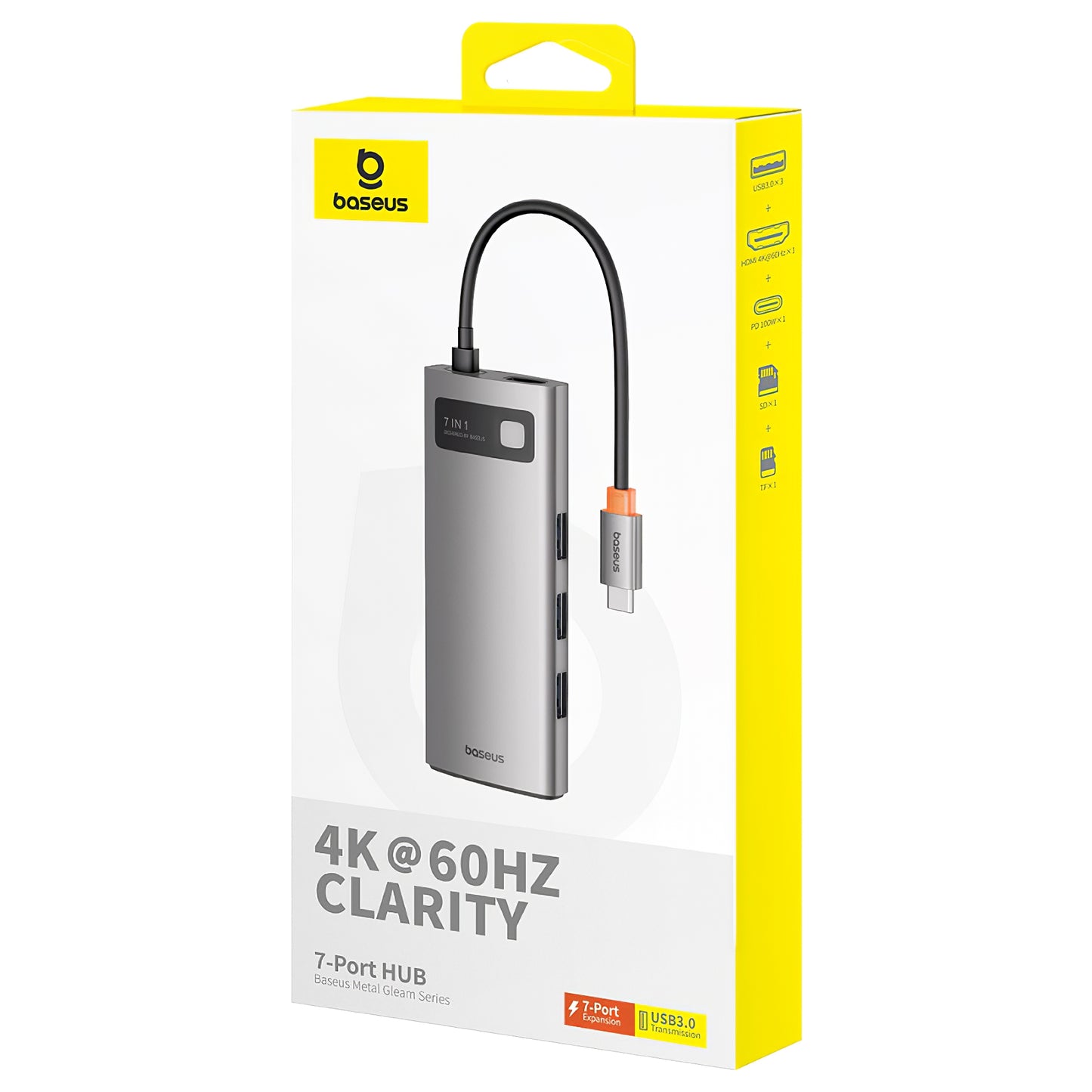 Baseus Joystar USB-C Hub, 3 x USB-A 3.0 - 1 x USB-C - 1 x HDMI - 1 x SD - 1 x microSD, Ασημί B000307088111111-00