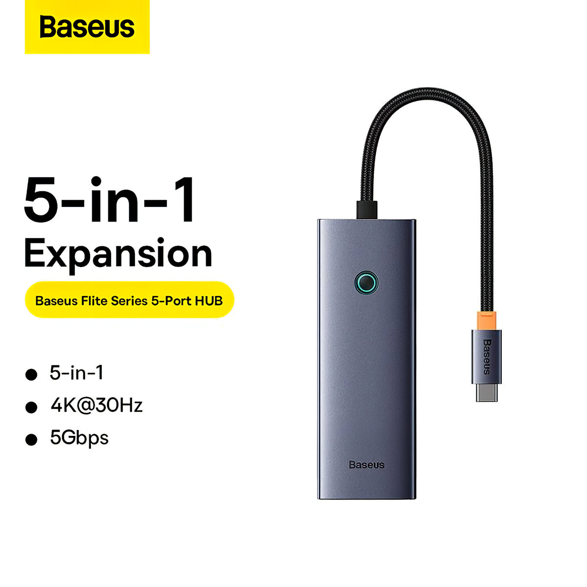 Hub USB-C Baseus UltraJoy, 4 x USB-A 3.0 - 1 x HDMI, Γκρι B00052809813-00