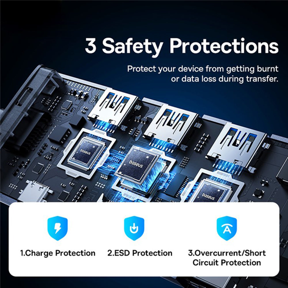 Hub USB-C Baseus UltraJoy, 4 x USB-A 3.0 - 1 x USB-C - 1 x HDMI - 1 x VGA, Γκρι B00052803811-01