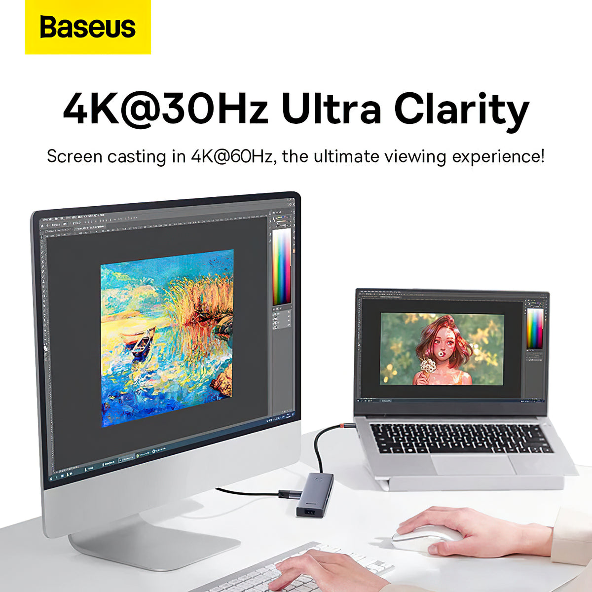 Hub USB-C Baseus UltraJoy, 4 x USB-A 3.0 - 1 x HDMI, Γκρι B00052809813-00