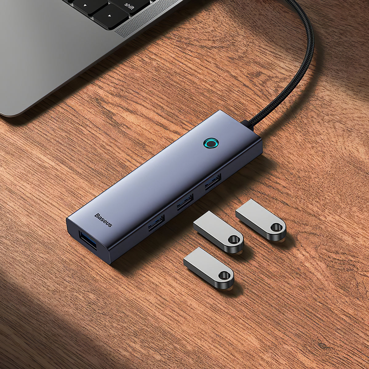 Hub USB-C Baseus UltraJoy, 4 x USB-A 3.0 - 1 x HDMI, Γκρι B00052809813-00