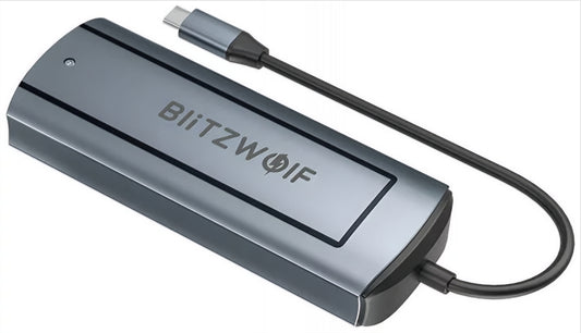 Hub USB-C BlitzWolf BW-Neo TH13, 3 x USB-A 3.0 - 1 x USB-C - 1 x Display Port - 1 x Διεπαφή SSD, Γκρι
