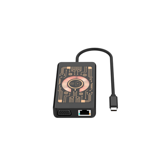 Hub USB-C με Ασύρματη Φόρτιση QI Qualo QTPB5-HUB-18, 9σε1, Γκρι