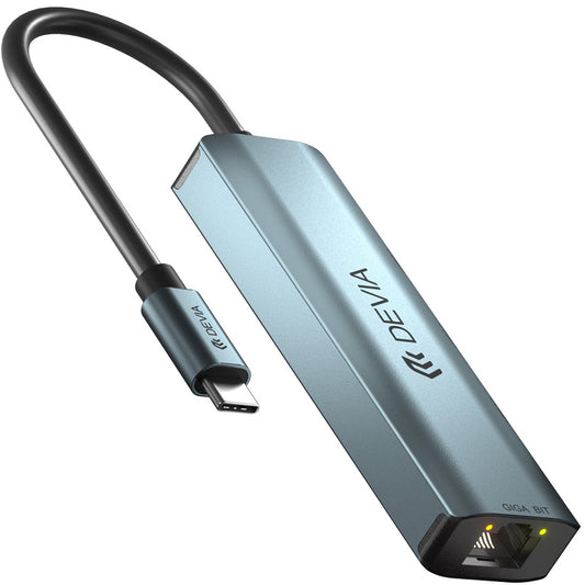 Hub USB-C DEVIA EC621, 3 x USB-A 3.0 - 1 x RJ45, Γκρι