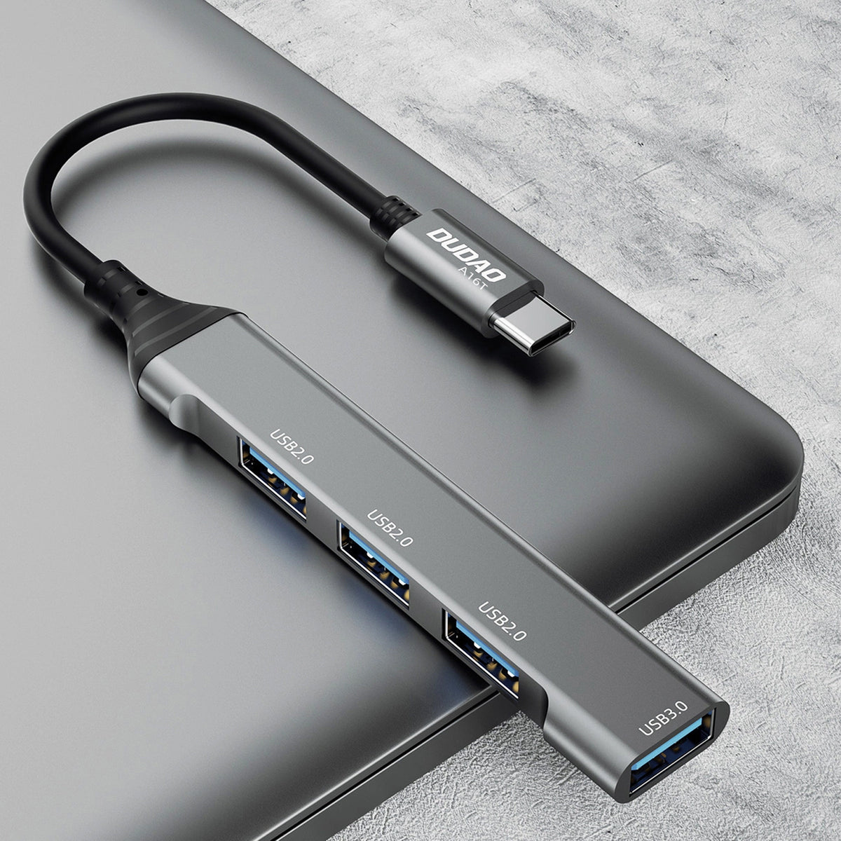 Hub USB-C Dudao A16T, 1 x USB-A 3.0 - 3 x USB-A, Μαύρο