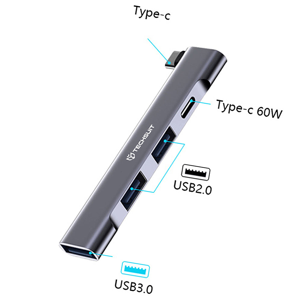 USB-C Techsuit H12 ZenithDock Hub, 4in1, Gray