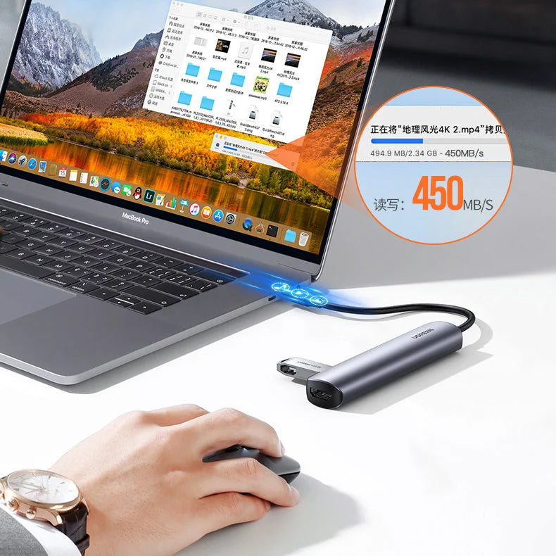 Hub USB-C UGREEN CM417, 4 x USB-A 3.2 - 1 x HDMI, Γκρι