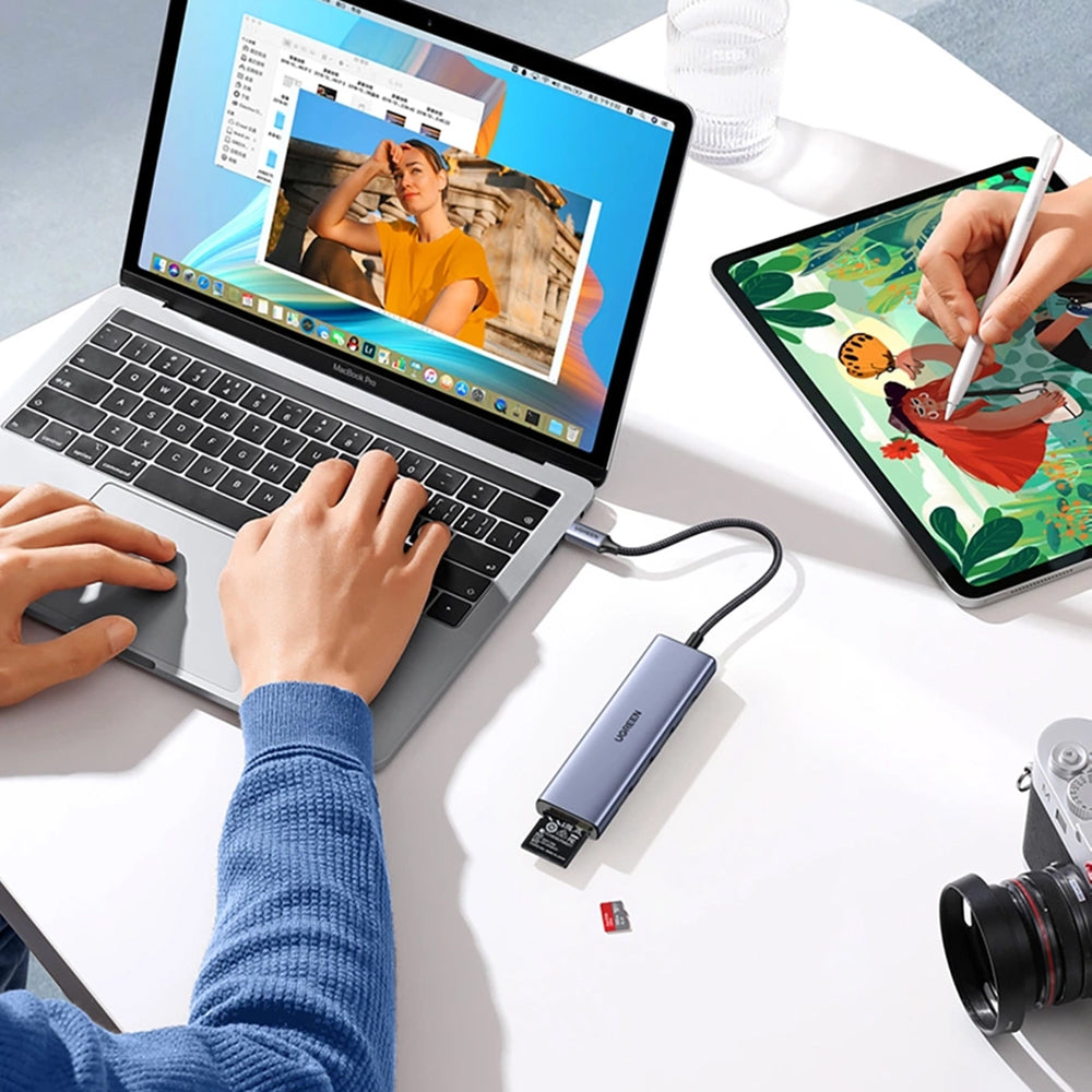 Hub USB-C UGREEN CM511 (20956A), 3 x USB-A 3.0 - 1 x HDMI - 1 x SD - 1 x microSD, Γκρι