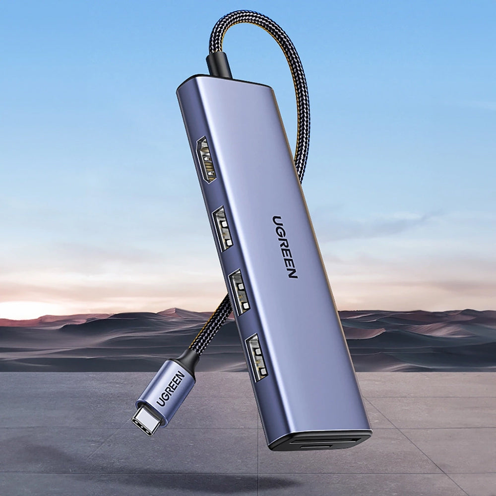 Hub USB-C UGREEN CM511 (20956A), 3 x USB-A 3.0 - 1 x HDMI - 1 x SD - 1 x microSD, Γκρι